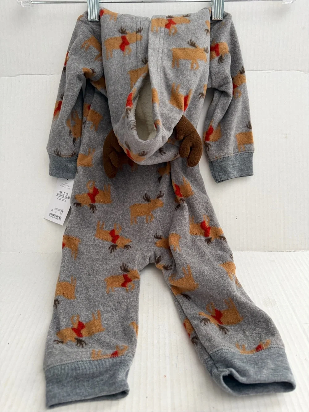 Just One You By Carter's Gray Moose-Print Fleece Footie One-Piece
